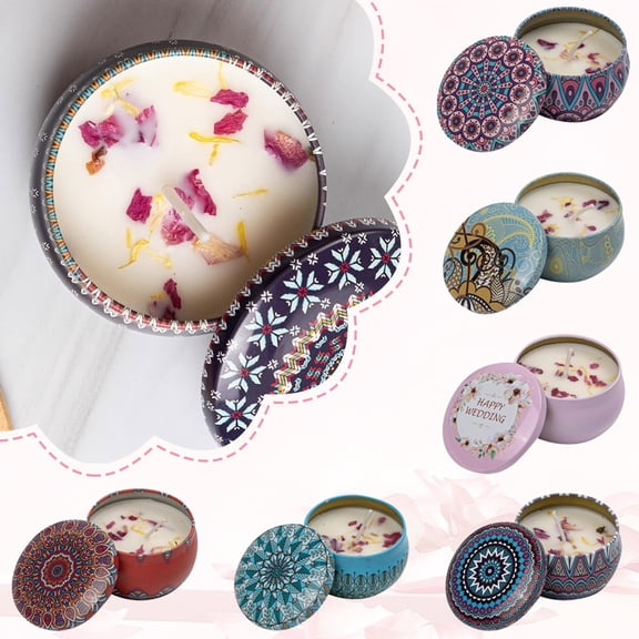 Floral Scented Candles for Home Use, Soy Wax in Tin Cans for Removing Odors, Smoke-free Scented Candle, 3.17 oz, Rose Scent