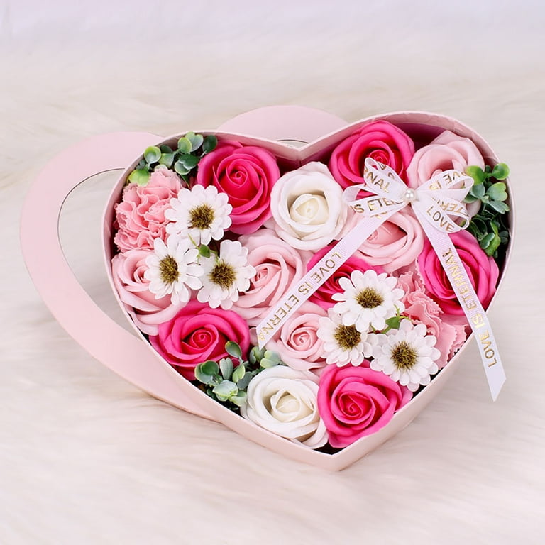 Pink Heart Box with Pink Scented Forever Roses Pink Heart Box with Pink Scented Forever Roses