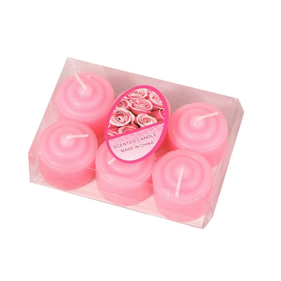 Floral Scented Votive Candles 6pcs - Valentine's Day Wedding Party Holiday Decoration, Mini Tea Light Candles with Flower Floral Fragrance for Home Table Centerpiece