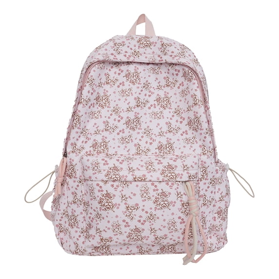 Floral School Backpack, Lightweight School Bookbag with Drawstring Side Pockets, Portable Laptop Backpack for College Shopping (Style 4)