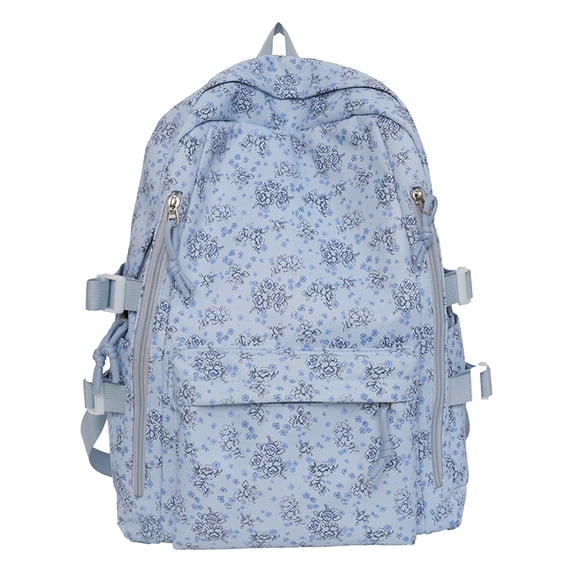 Floral School Backpack, Lightweight School Bookbag with Drawstring Side Pockets, Portable Laptop Backpack for College Shopping (Style 7)