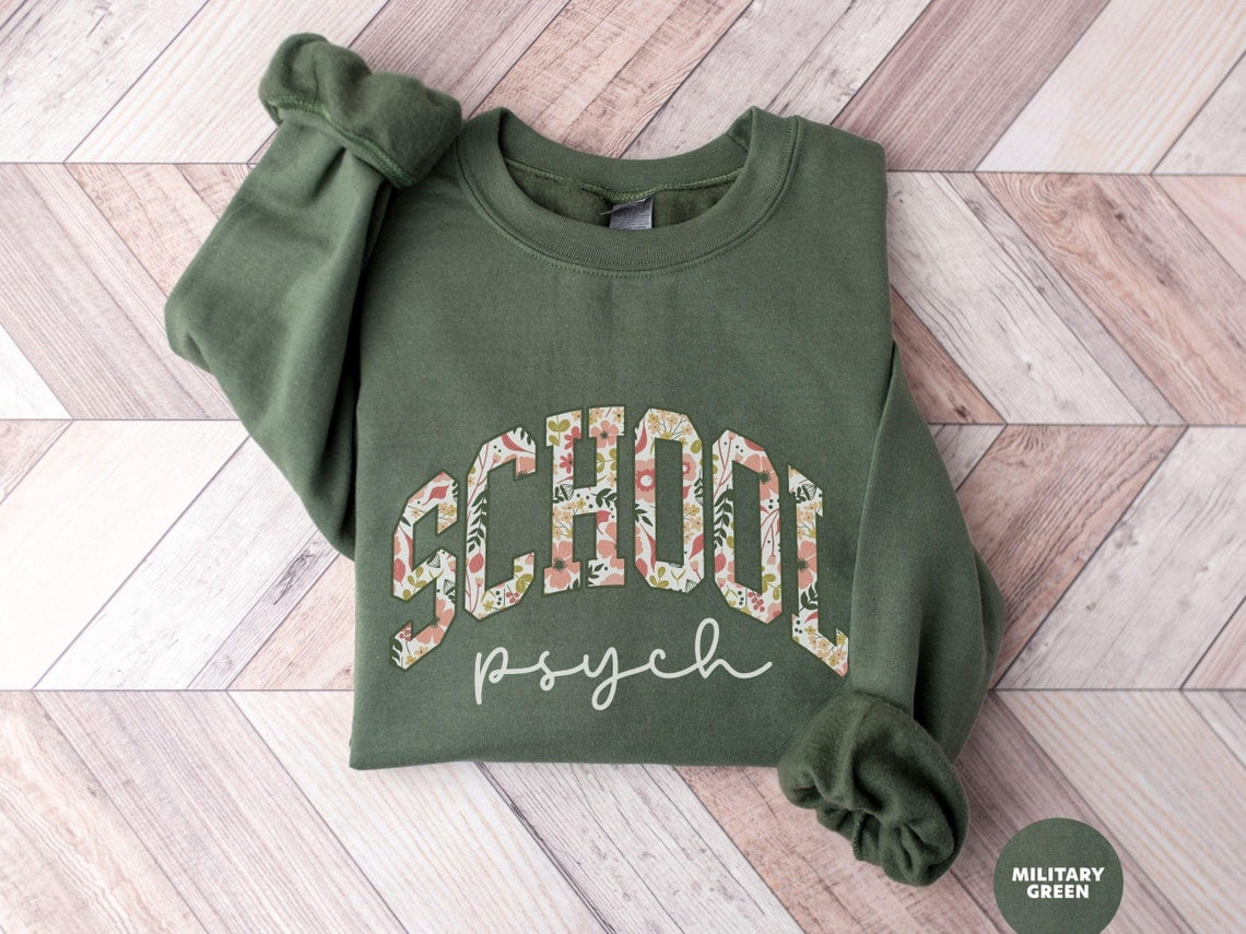 Psych Sweaters Floral School Psych Sweatshirt School Psychologist Crewneck School ...