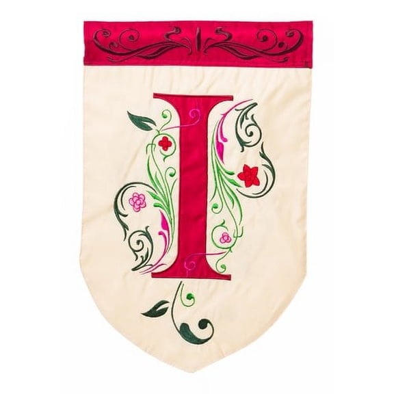 Floral Scroll Design Monogram Garden Flag - I