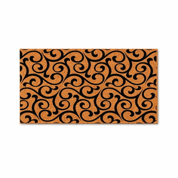 Scroll Pattern Doormat, Decorative Entryway Door Mat, Indoor Outdoor Welcome Mat (16x24 inches) WoodByStu 4321