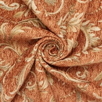 Floral Scroll Polyester Chenille Jacquard Heavy Duty Heavyweight 320 GSM Fabric By The Yard For Sewing, Upholstery, & DIY Crafts (Beige / Rust, 1 Yard)