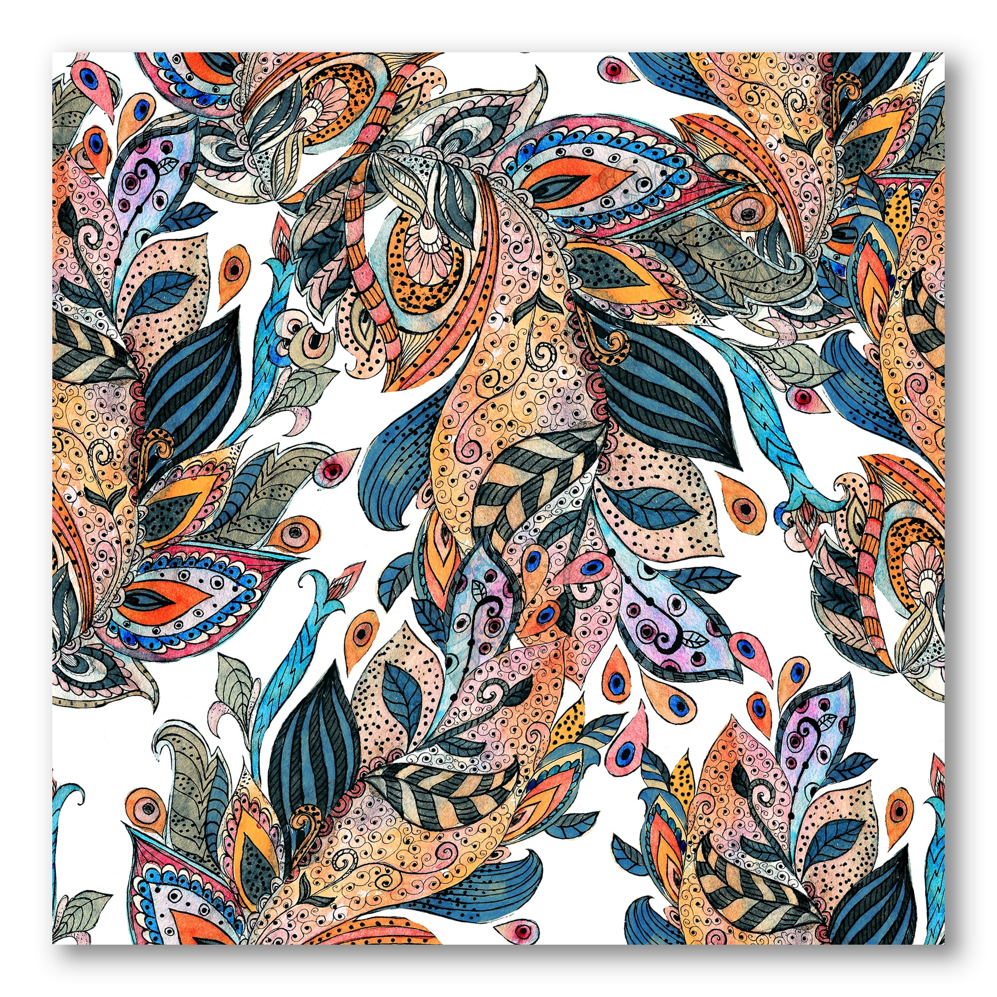 Floral Seamless Abstract Texture Pattern 30 in x 30 in Painting Canvas Art Print, by Designart