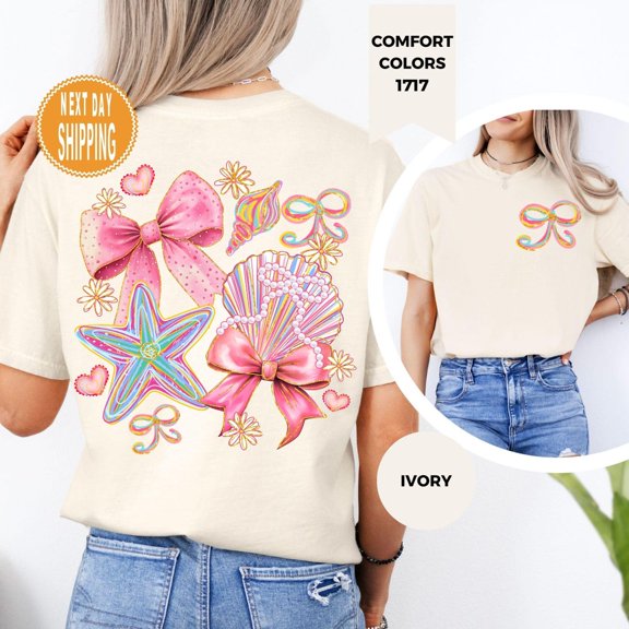 Floral Seashell Preppy Boho Beach T-Shirt