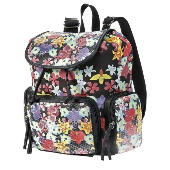 Floral Sequin Backpack Sport School Sequins Travel Pack Daypack