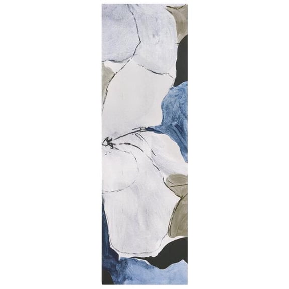 "Floral Serenity II", Flower Abstract Artwork on Silver Shagreen Wrapped Canvas Wall Art, sized 72"x22"