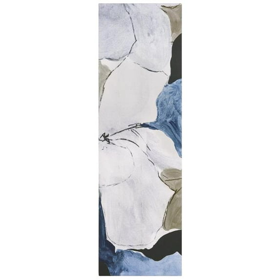 "Floral Serenity II", Flower Abstract Artwork on Silver Shagreen Wrapped Canvas Wall Art, sized 72"x22"