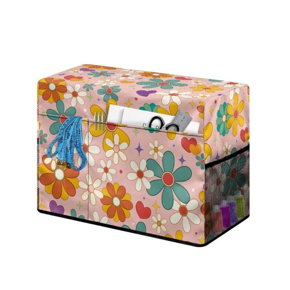 Floral Sewing Machine Cover Dust Cover, Universal Protective Storage Cover for Singer/Brother, Compatible with Sewing Machine Case/Case with Wheels/Table Pad with Pockets