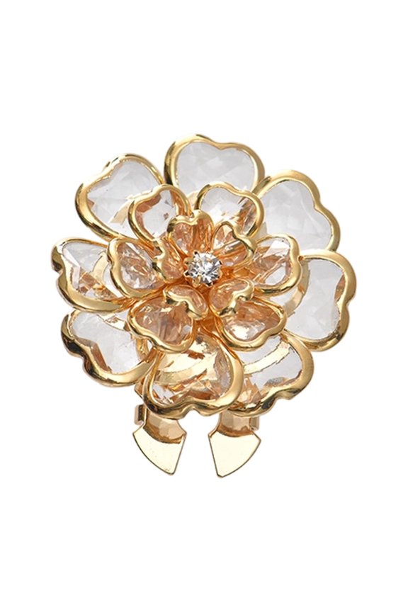 Floral Shape Button Covers Rhinestones Clip for Blouses Evening Dress Jewelry Decor