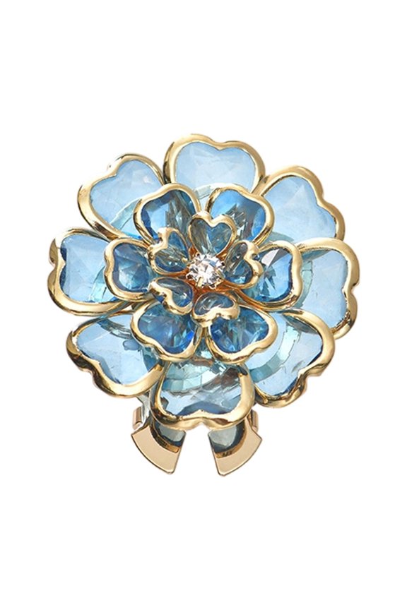Floral Shape Button Covers Rhinestones Clip for Blouses Evening Dress Jewelry Decor