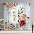 thumbnail image 1 of Floral Sheer Curtains for Living Room 84 inch Length 2 Panels Set Elegant Red Pink Flower Printed Window Curtain Chiffon Drapes for Bedroom, 1 of 6