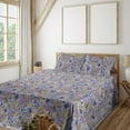 thumbnail image 1 of Ambesonne Floral Fitted & Flat Sheet with Shams 4 Pcs Set, Art Autumn Blooming Flowers, King, Pale Purpleblue Lilac, 1 of 5