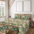 thumbnail image 1 of Ambesonne Floral Fitted & Flat Sheet with Shams 4 Pcs Set, Nature Passiflora Artwork, King, Teal Pale Yellow Orange, 1 of 5