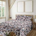 thumbnail image 1 of Ambesonne Floral Fitted & Flat Sheet with Shams 4 Pcs Set, Exotic Alstroemeria Flowers, Queen, Pale Rose and Slate Blue, 1 of 5