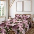 thumbnail image 1 of Ambesonne Floral Fitted & Flat Sheet with Shams 4 Pcs Set, Exotic Plumeria Flower Print, Calking, Olive Green Pale Pink, 1 of 1