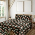 thumbnail image 1 of Ambesonne Floral Fitted & Flat Sheet with Sham 3 Pcs Set, Gothic Jungle Flowers Retro, Twin, Charcoal Grey Pale Rose, 1 of 1