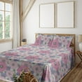 thumbnail image 1 of Ambesonne Floral Fitted & Flat Sheet with Shams 4 Pcs Set, Overlapped Chamomiles Art, King, Soft Pink and Lavender, 1 of 1