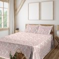 thumbnail image 1 of Floral Sheet Set, Linear Style Illustrated Rose With Leaves Botanical Concept Garden Art, Fitted & Flat Sheet with Pillowcase Bedding Accent 4 Pcs Set, Full, Pale Mauve Pastel Pink, by Ambesonne, 1 of 1