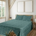 thumbnail image 1 of Ambesonne Floral Fitted & Flat Sheet with Shams 4 Pcs Set, Minimalist Tulip Silhouettes, Full, Cadet Blue and Eggshell, 1 of 5
