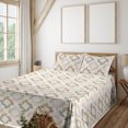 thumbnail image 1 of Ambesonne Floral Fitted & Flat Sheet with Shams 4 Pcs Set, Minimalist Bloom Silhouettes, King, Eggshell and Ceil Blue, 1 of 1