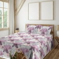 thumbnail image 1 of Ambesonne Floral Fitted & Flat Sheet with Sham 3 Pcs Set, Art Hydrangea Azelea Flowers, Twin XL, Pale Eggplant Pastel Pink, 1 of 1