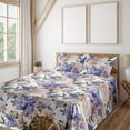 thumbnail image 1 of Ambesonne Floral Fitted & Flat Sheet with Sham 3 Pcs Set, Pastel Summer Feels Roses, Twin, Lavender Blue and Blush, 1 of 5