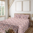 thumbnail image 1 of Ambesonne Floral Fitted & Flat Sheet with Shams 4 Pcs Set, Pastel Swirly Art Nostalgic, Queen, Rose and Night Blue, 1 of 1
