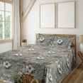 thumbnail image 1 of Ambesonne Floral Fitted & Flat Sheet with Sham 3 Pcs Set, Hawaiian Hibiscus Sunflower, Twin, Dimgray Slate Brown and Pearl, 1 of 5
