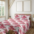 thumbnail image 1 of Ambesonne Floral Fitted & Flat Sheet with Shams 4 Pcs Set, Art Romantic Peony Petals, Full, Brown Pink and Magenta, 1 of 5