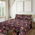 thumbnail image 1 of Ambesonne Floral Fitted & Flat Sheet with Sham 3 Pcs Set, Peony Flowers Spring Vibes, Twin XL, Purple Pink Salmon, 1 of 5