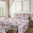 thumbnail image 1 of Ambesonne Floral Fitted & Flat Sheet with Shams 4 Pcs Set, Flower Sketch Romantic Hues, King, Dimgray Dried Rose, 1 of 5