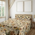 thumbnail image 1 of Ambesonne Floral Fitted & Flat Sheet with Sham 3 Pcs Set, Blooming Summer Meadow Print, Twin, Sepia Mustard and Pale Orange, 1 of 1