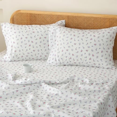 Floral Sheets Queen Size, Patterned Soft Breathable Deep Pocket