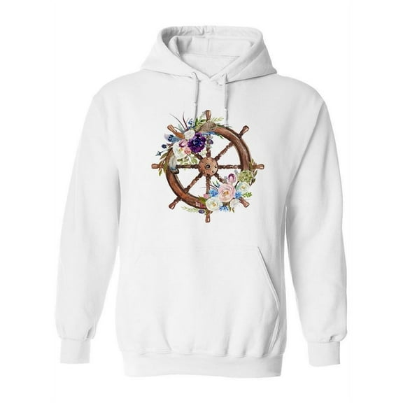 Floral Ship Wheel Hoodie Women -Image by Shutterstock, Female x-Large