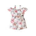 thumbnail image 1 of Floral Shorts Rompers for Baby Off Shoulder Ruffle Fashion Bodysuit Onesies Summer Going Out Outfits, White, 6 Months, 1 of 7