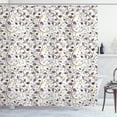 thumbnail image 1 of Floral Shower Curtain, Artistic Pattern with Delicate Curvy Stems Leaves Blossoming Buds and Ladybirds, Fabric Bathroom Set with Hooks, 69W X 84L Inches Extra Long, Multicolor, by Ambesonne, 1 of 3
