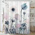 thumbnail image 1 of Floral Shower Curtain,Beige Pink Flowers Bathroom Shower Curtains,Watercolor Blue Wildflower Plant Bath Curtain Set with 12 Hooks 72x72in,Waterproof Polyester Fabric, 1 of 6