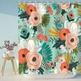 thumbnail image 1 of Floral Shower Curtain, Colorful Flowers Fabric Bathroom Curtain Set with Hooks Blossom Bathroom Decor (Green, 72WX72H Inches), 1 of 6