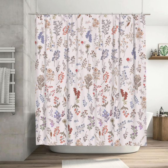 Floral Shower Curtain Cute Boho Shower Curtains for Bathroom Ivory White Waterproof Polyester Fabric Shower Curtain 72x72 Inch