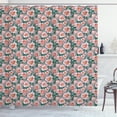 thumbnail image 1 of Floral Shower Curtain, Digitally Generated Detailed Budding Flowers Tropical Feels, Fabric Bathroom Set with Hooks, 69W X 75L Inches Long, Forest Green Multicolor, by Ambesonne, 1 of 3