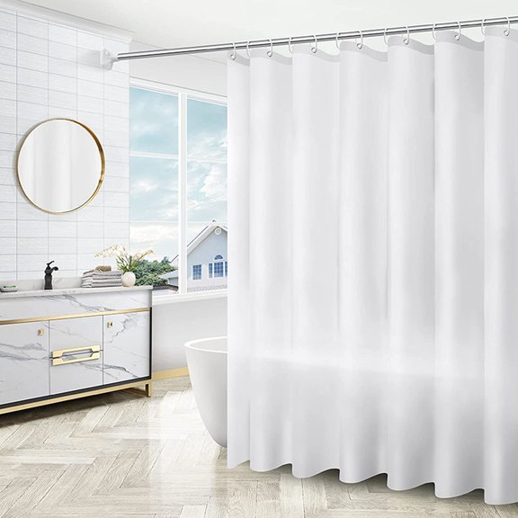 Floral Shower Curtain, Fabric Shower Curtain White Shower Curtain - 72" W x 72" L with 12 Hooks for Home Hotels Machine Washable Shower Bath Curtain, Waterproof Shower Curtain Lining