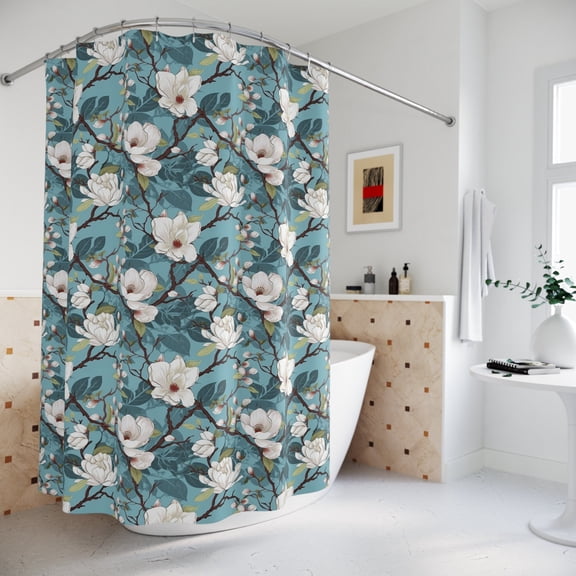 Floral Shower Curtain | Floral Bathroom Decor | Shabby Chic Home Decor Unique Blue Floral Unique Pattern Bathroom Gift For Her