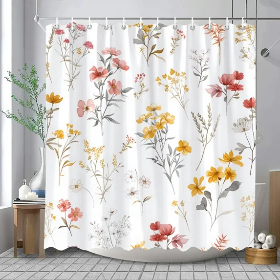 Floral Shower Curtain Flower Fabric Cloth Shower Curtains for Rustic Vintage Bathroom r Bath Curtains Watercolor Chic Cosmos