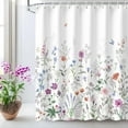 thumbnail image 1 of Floral Shower Curtain Flower Shower Curtain Butterfly Showers Curtain for Bathroom Lilac Shower Curtain with Hooks Watercolor Floral Bathroom Decor Pretty Wildflower Purple, 72" W x 84" H, 1 of 6