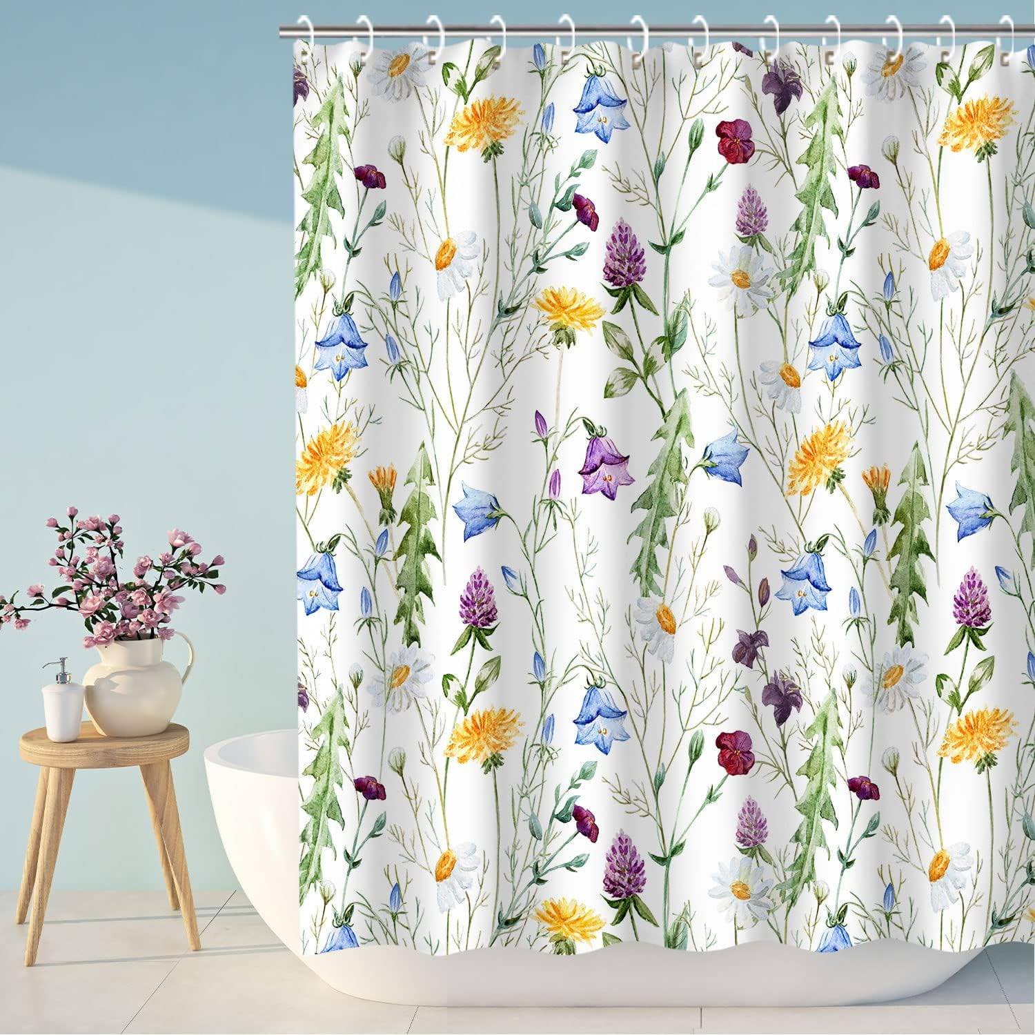 Floral Shower Curtain, Flower Shower Curtain, Colorful Flower Shower ...