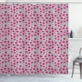 thumbnail image 1 of Floral Shower Curtain, Image of Poppy Flowers and Greyscale Leaves in Repeated Pattern, Fabric Bathroom Set with Hooks, 69W X 70L Inches, Pale Taupe and Pale Fuchsia, by Ambesonne, 1 of 3
