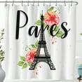 thumbnail image 1 of Floral Shower Curtain - Parisian Design in Watercolor Style, 1 of 5